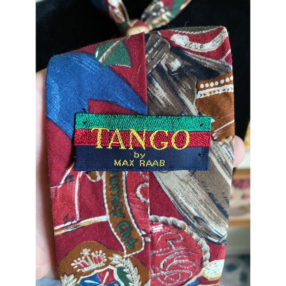 90's VTG Tango by Max Raab golf club & golf motif burgundy necktie - Picture 3 of 3